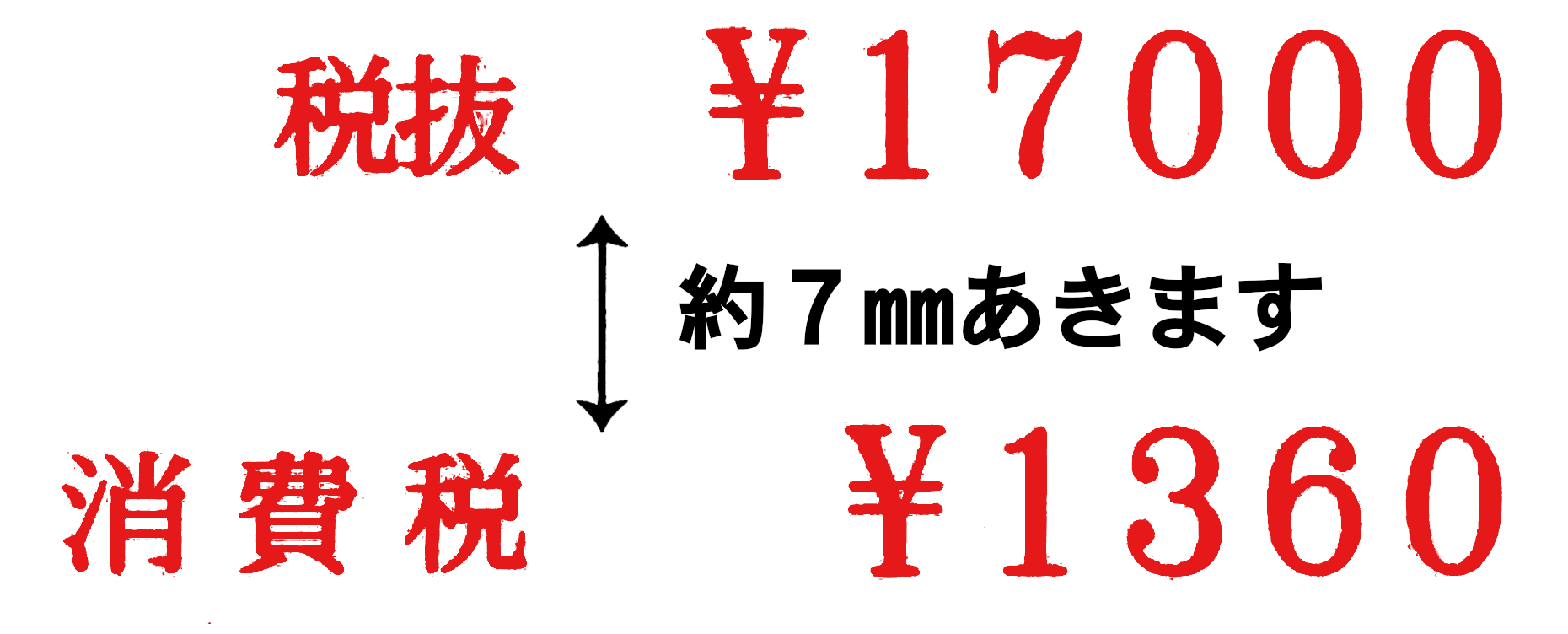 シルバー回転印（プライス回転印２行用・前列パターン（明朝体）４号）の印面サンプル