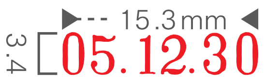 リピマックス回転印（欧文日付回転印・明朝体５号）の印面サンプル