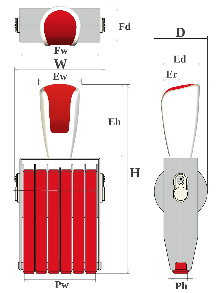 リピスター回転印番号用６連の図面　ゴシック体・５号