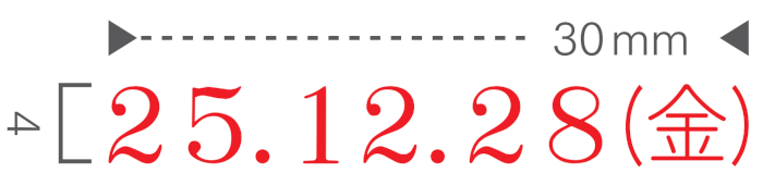 シルバー回転印（曜日入日付・明朝体・４号）の印面サンプル