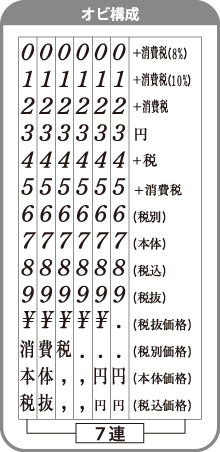 消費税表示用7連オビ構成 消費税表示用7連オビ構成