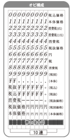 消費税表示用１０連オビ構成